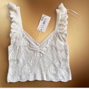 NWT Chelsea & Violet White Crochet Sleeveless Top Medium
